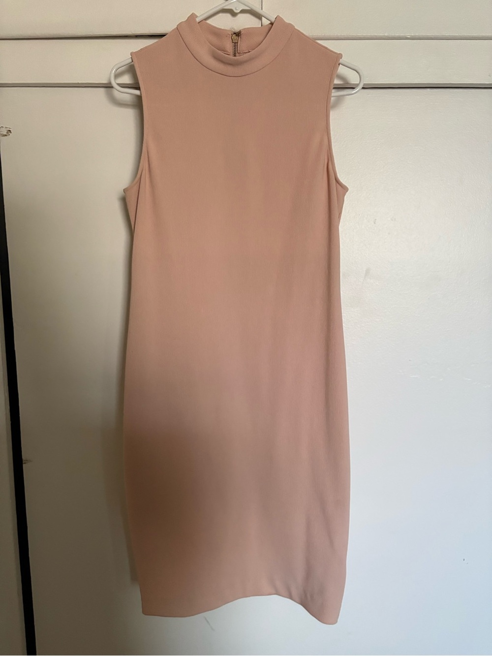Sleeveless Mock Neck Midi Dress in Blush